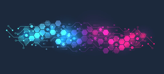 Motherboard technology circuit board texture design. Creative idea AI banner concept for internet technology. Digital motherboard concept for poster, cover, banner, header, web presentation template.