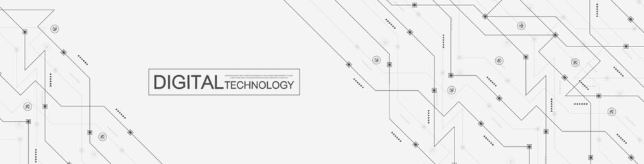 Motherboard technology circuit board texture design. Creative idea AI banner concept for internet technology. Digital motherboard concept for poster, cover, banner, header, web presentation template.