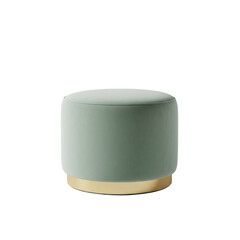 Elegant sage green velvet pouf with gold base