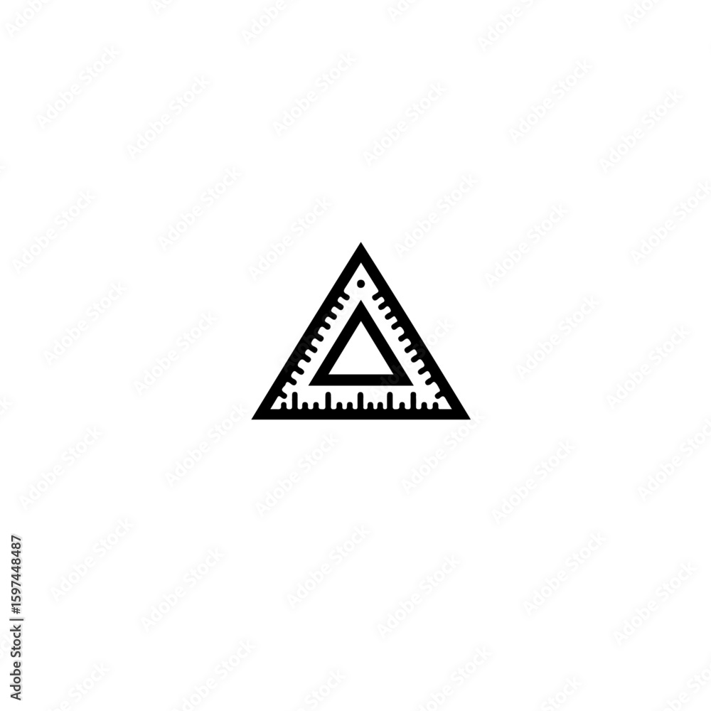 Poster a simple black and white illustration of a triangle ruler graphic element