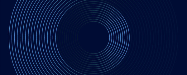 Abstract glowing circle lines on dark blue background. Geometric stripe line art design. Modern shiny blue lines. Futuristic technology concept. Suit for poster