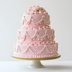 Extravagant Pink Tiered Celebration Cake