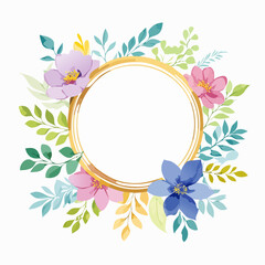 Obraz premium Watercolor floral with golden frame collection