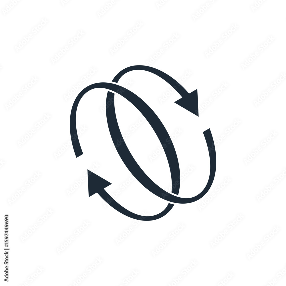 Poster two arrows in motion.changes, upgrade, update.vector linear icon isolated on white background.