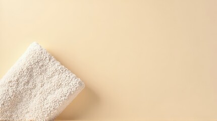 Soft White Towel on Light Cream Background for Spa Bathroom or Hospitality Marketing