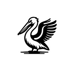 Pelican Bird logo icon design black white
