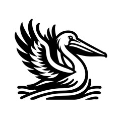 Fototapeta premium Pelican Bird logo icon design black white