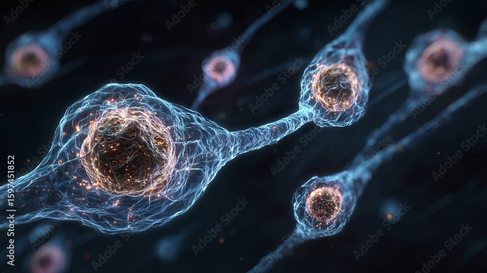 Poster microscopic view: cellular structures & neural networks