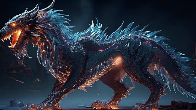 Galaxy Version of dragon wolf world,ai generative