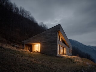 Obraz premium Modern Wooden Houses in Switzerland with Cozy Scandinavian Interiors and Alpine Views