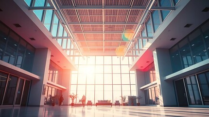 A high-resolution stock photo of a modern, brightly lit interior, vibrant pastel colors, heroic scale, epic lens flare, commercial quality, displaying energetic and lively aesthetics.