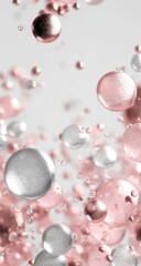 Fototapeta premium Abstract, bubbly, rose gold and silver spheres
