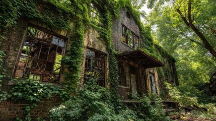 Overgrown abandoned building