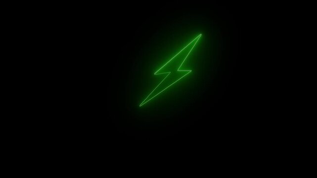 Charging icon, power icon and battery charging electronic technology icon neon line concept Flash neon power charging icon eon lightning bolt, glowing sign. Glowing power icon on black background.