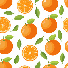 Obraz premium Seamless pattern with oranges. Trendy summer background. Vector bright print for fabric or wallpaper.