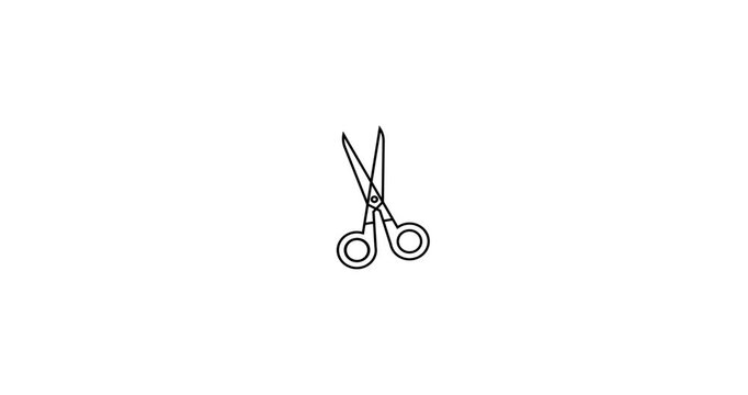 Animated scissors icon symbolizing cutting tools used in crafting, office work, school, or design. Ideal for educational content, DIY tutorials, stationery kits, or creative projects. This clean motio