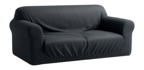 Stretchable sofa slipcover with an elastic band for a snug fit on an apartment couch