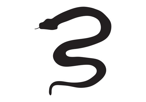  set of snakes silhouette. Snake wrapped around the crescent moon. Boho modern hand drawn design elements for logo design