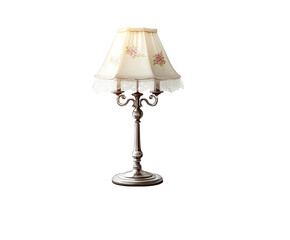 Obraz premium Elegant vintage table lamp with floral pattern and lace trim isolated on transparent background