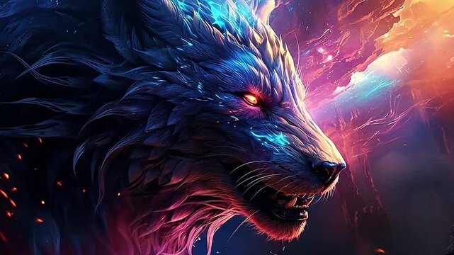 Galaxy Version of dragon wolf world,ai generative