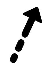 長い矢印　破線　上向き　斜め　黒