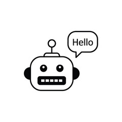 Friendly Robot Saying Hello in Speech Bubble Isolated Vector Illustration