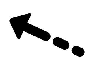 長い矢印　破線　左向き　斜め　黒