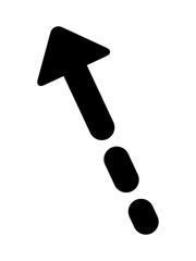 長い矢印　破線　上向き　斜め左　黒