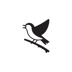 Obraz premium Black silhouette of a bird singing on a branch black and white