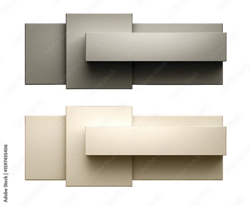 Poster geometric abstract shapes with subtle shadows isolated on transparent background