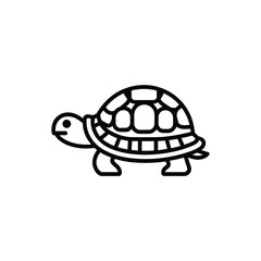 Simple black and white line art illustration of a cute turtle