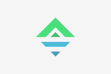 mountain and ocean minimalist square logo