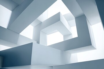 Abstract Geometric Architecture Design In White And Blue