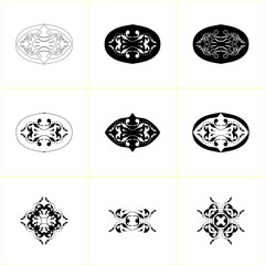 Ornamental Stamp Vector Set – Editable Decorative Elements for Frames, Seals, and Seamless Patterns.