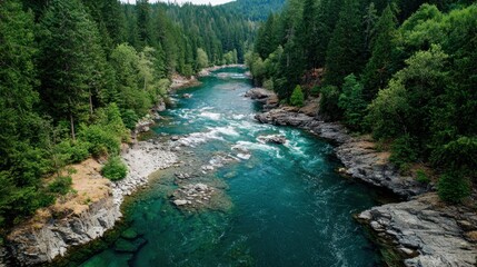 River winding through a lush forest