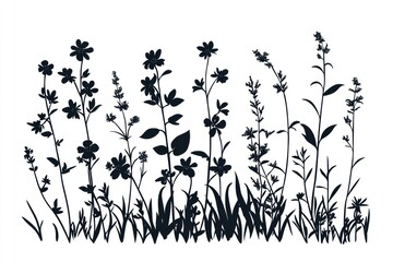 Wildflower bush silhouette wildflowers plants.