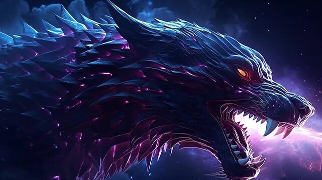 Galaxy Version of dragon wolf world,ai generative