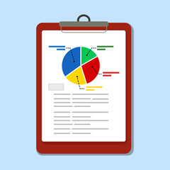Infographic on a clipboard displaying data analysis.