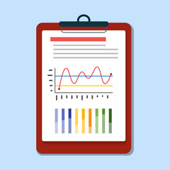 Business Report on Clipboard with Graphs and Charts.