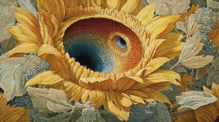Detailed close-up of a sunflower
