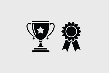 Award Icons Trophy and Medal Winner Prize