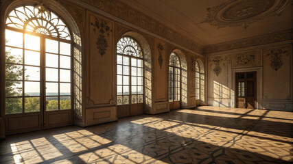 Sunlit Arched Window Interior