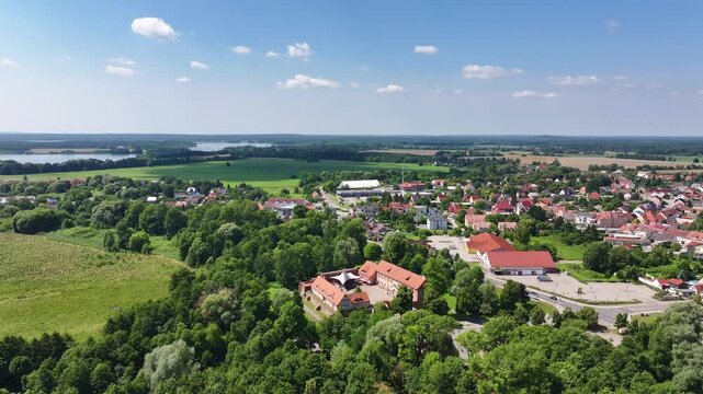 Burg Storkow im Landkreis Oder-Spree in Brandenburg aus der Vogelperspektive
