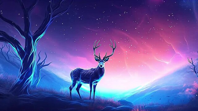 Galaxy Version of deer world realistis,ai generative