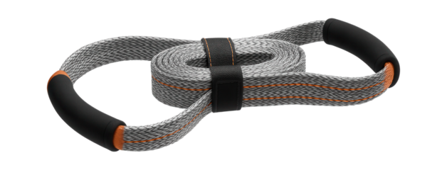 Reflective tow strap with padded handles for nighttime roadside assistance