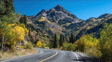 Scenic mountain road in autumn