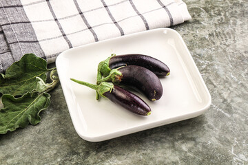 Small few baby eggplant over board