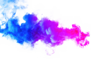 Vibrant blue and pink smoke swirls intertwining in a dynamic abstract flow isolated on transparent background