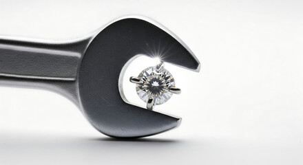 Close Up View of Sparking Diamond Being Held by a Wrench