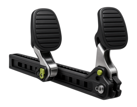 Sliding kayak foot brace system with adjustable tracks for custom fit